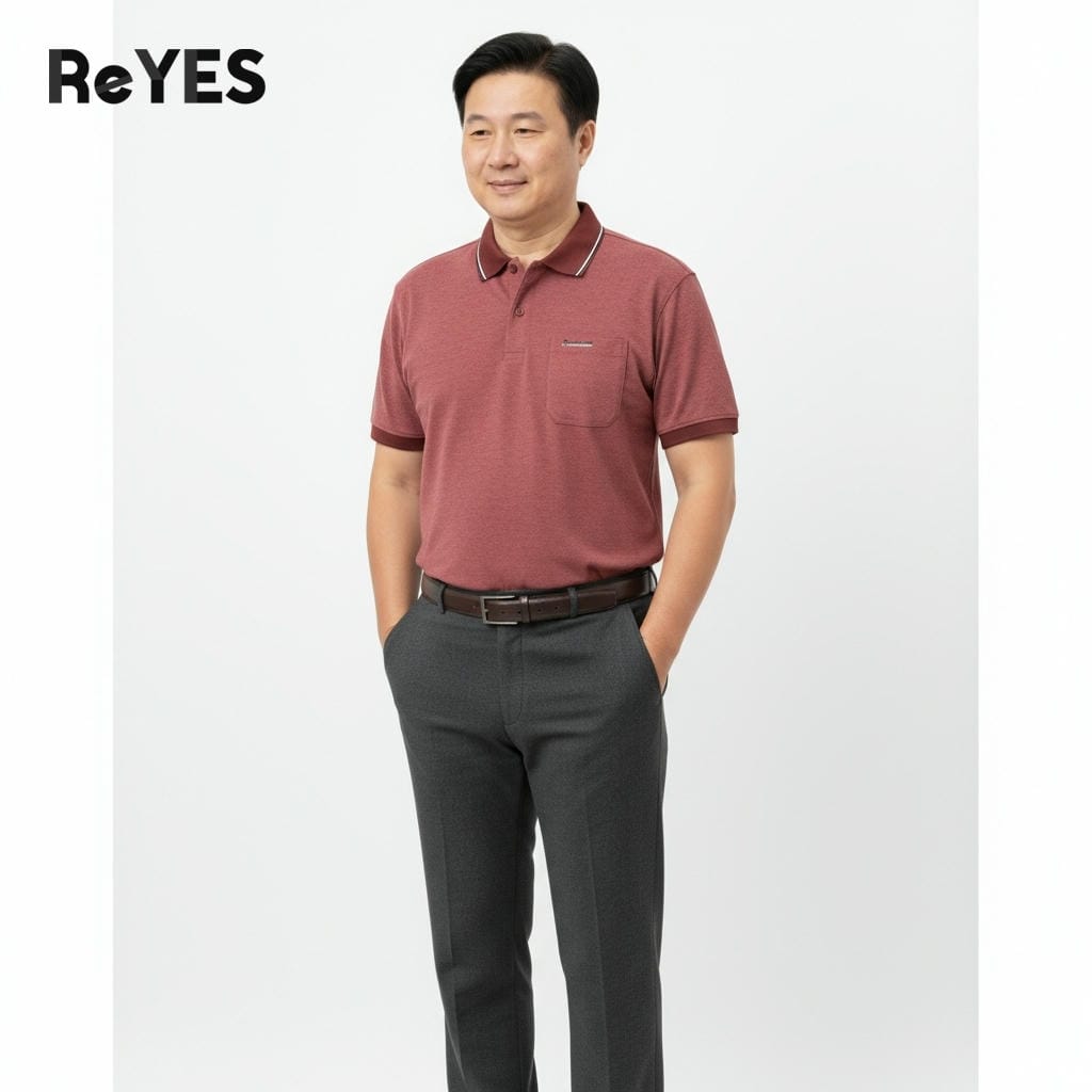 Áo polo nam trung niên trơn cao cấp chất cotton muối có túi, áo thun cho bố lịch lãm ReYES RCP002, có big size - Ảnh 6