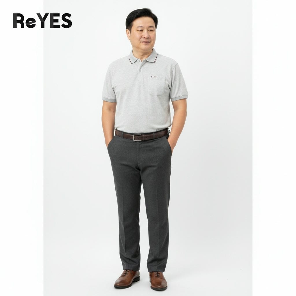 Áo polo nam trung niên trơn cao cấp chất cotton muối có túi, áo thun cho bố lịch lãm ReYES RCP002, có big size - Ảnh 9