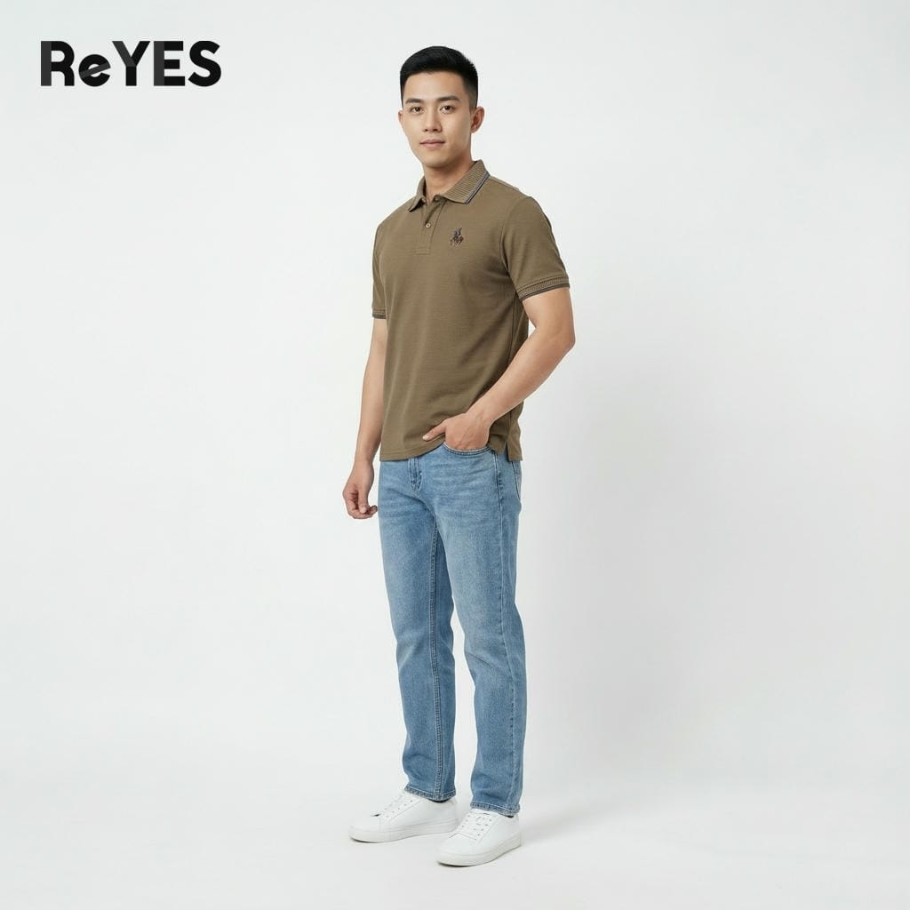 Alternative view of Áo polo nam vải cá sấu vảy cá cao cấp form regular co giãn thoáng mát sang trọng ReYES RSP013