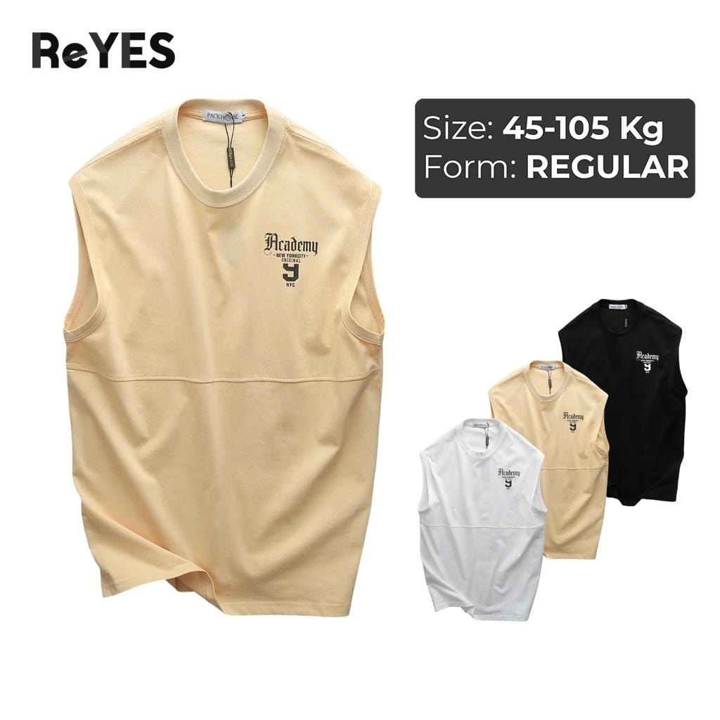 Áo sát nách nam cotton 100% Tanktop ReYES RBL001 form suông dễ phối áo gym mặc nhà đi biển màu đen trắng kem size M XXL