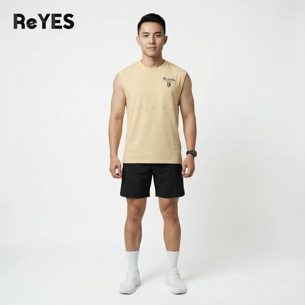 Alternative view of Áo sát nách nam cotton 100% Tanktop ReYES RBL001 form suông dễ phối áo gym mặc nhà đi biển màu đen trắng kem size M XXL