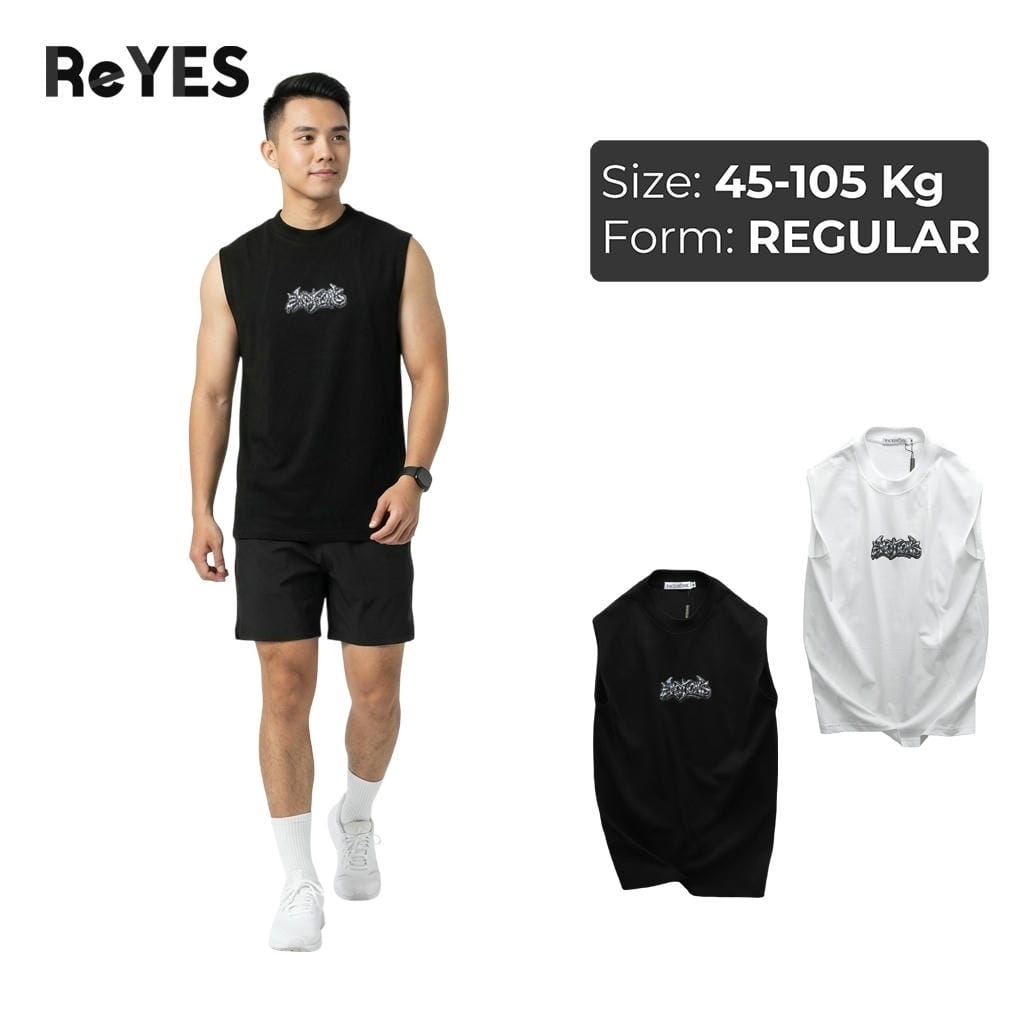 Áo sát nách nam EMO tanktop nam cotton single thoáng mát, form suông dễ phối, áo gym/ở nhà, màu đen trắng ReYES RBL004