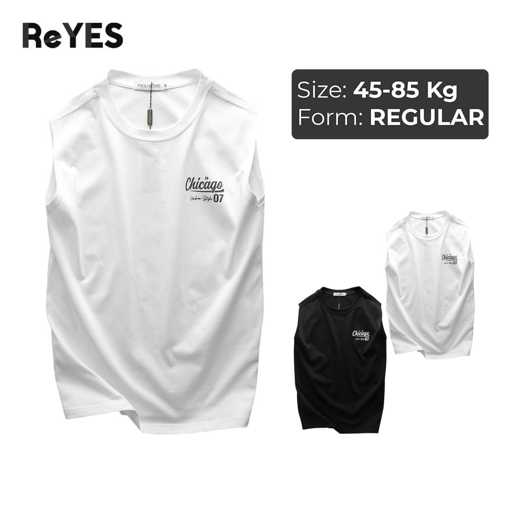 Áo sát nách nam in hình Chicago chất Cotton co giãn, áo tanktop nam tập gym thể thao mặc nhà mùa hè mát ReYES RBL002
