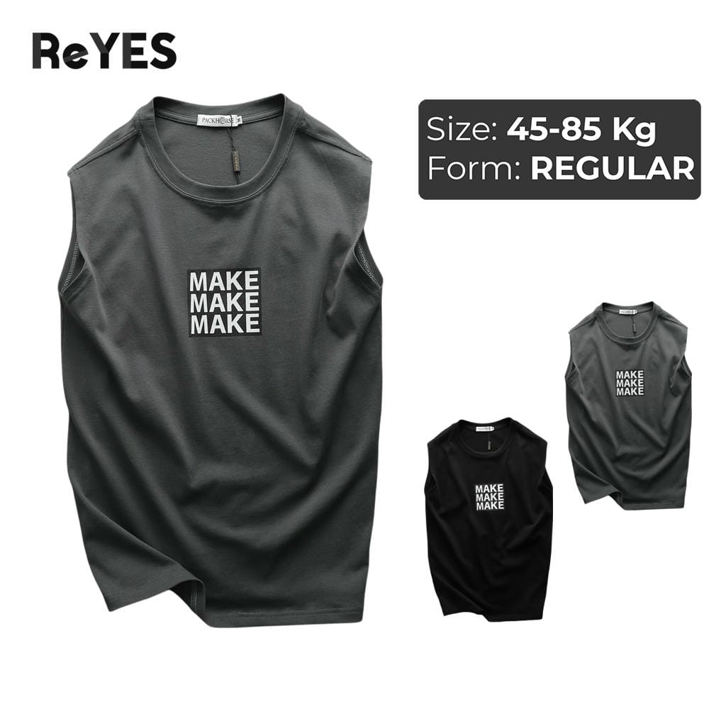 Áo sát nách nam MAKE áo cotton in chữ, áo trơn dễ phối mùa hè, áo gym nam tập luyện/đi chơi M-XXL ReYES RBL003