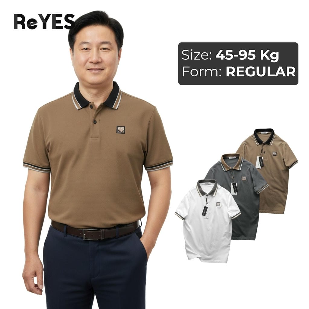 Áo thun có cổ trung niên, áo phông nam polo trung niên trơn đẹp, cotton, xịn màu trắng, xám, nâu ReYES RSP050