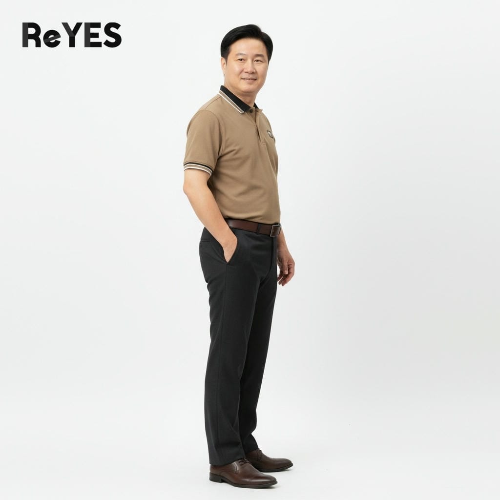 Alternative view of Áo thun có cổ trung niên, áo phông nam polo trung niên trơn đẹp, cotton, xịn màu trắng, xám, nâu ReYES RSP050