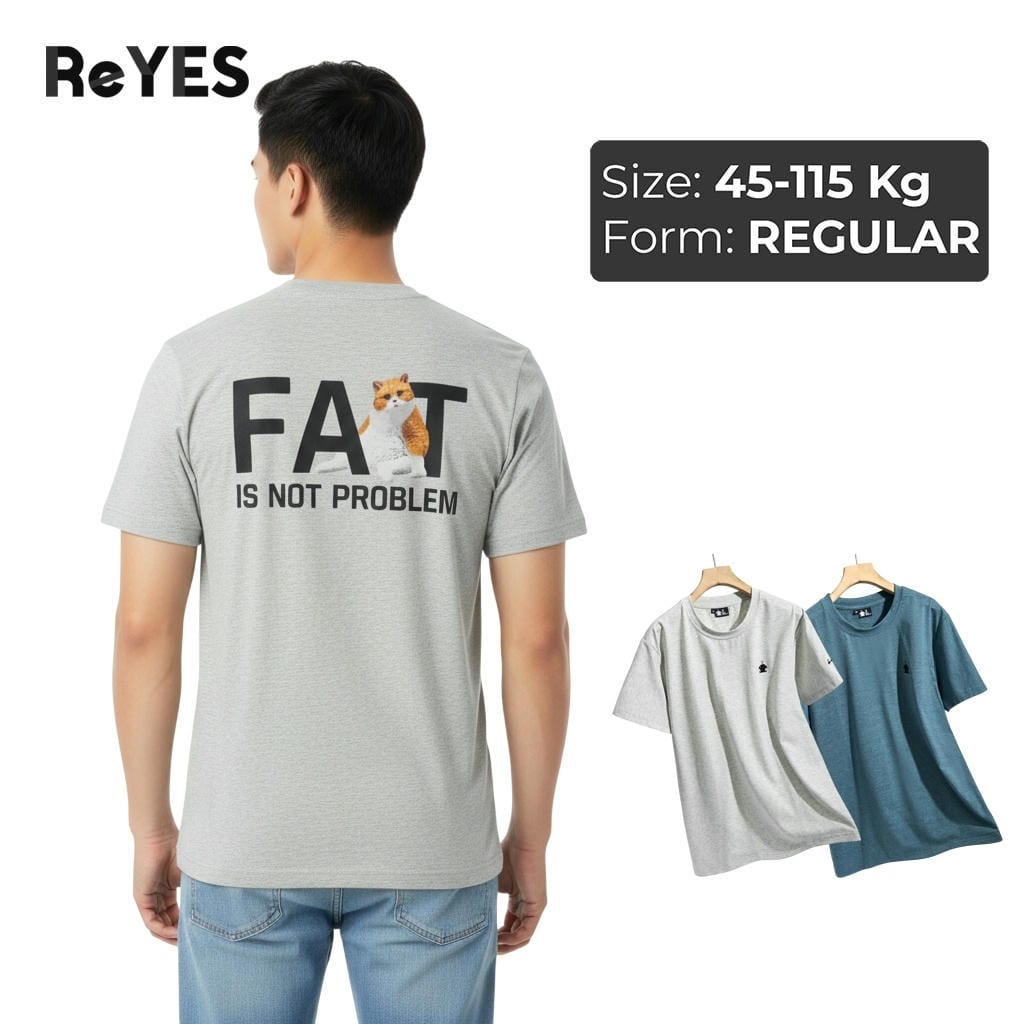 Áo thun nam big size cổ tròn ReYES RTX004 chất cotton muối co giãn 4 chiều form regular cho người béo bụng