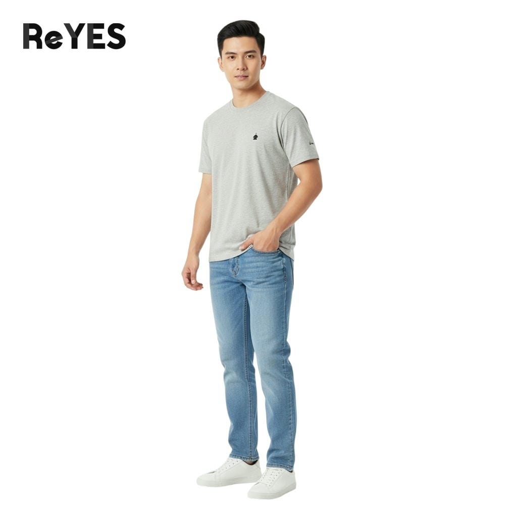 Alternative view of Áo thun nam big size cổ tròn ReYES RTX004 chất cotton muối co giãn 4 chiều form regular cho người béo bụng