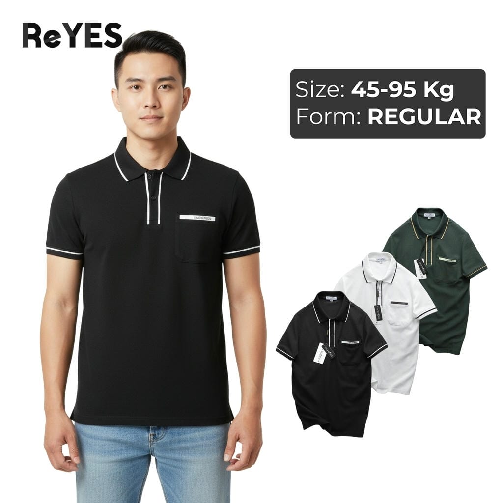 Áo thun nam có cổ polo ReYES RSP010 tay ngắn, chất cá sấu vảy cá dày dặn, có túi ngực tiện lợi, form regular basic