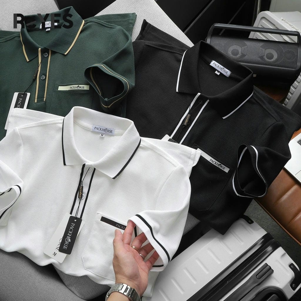 Áo thun nam có cổ polo ReYES RSP010 tay ngắn, chất cá sấu vảy cá dày dặn, có túi ngực tiện lợi, form regular basic - Ảnh 5