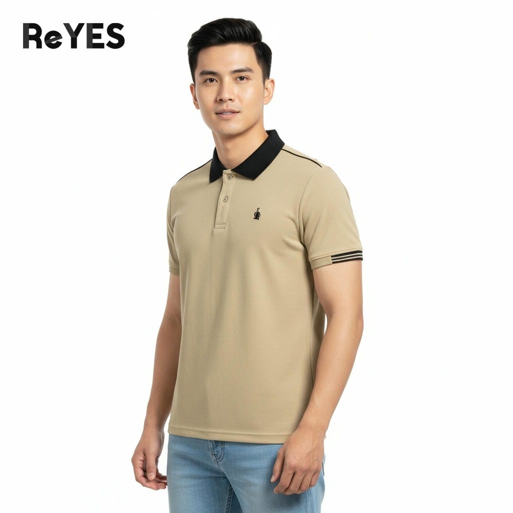 Áo thun nam có cổ polo ReYES RSP012 big size, áo polo nam basic chất cá sấu vảy cá, màu xanh đen, be - Ảnh 4