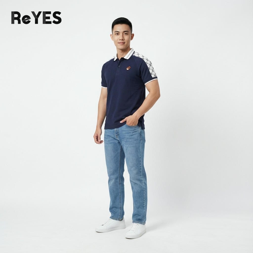 Alternative view of Áo thun nam có cổ Polo ReYES RSP049 vải cá sấu cao cấp, thiết kế trẻ trung thấm hút mồ hôi, không nhăn