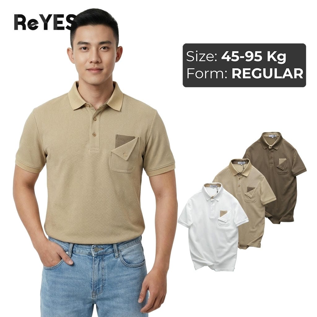 Áo thun nam có cổ polo ReYES RSP052 vải cá sấu dày dặn đứng form, kiểu dáng basic phối túi, mặc đi làm đi chơi