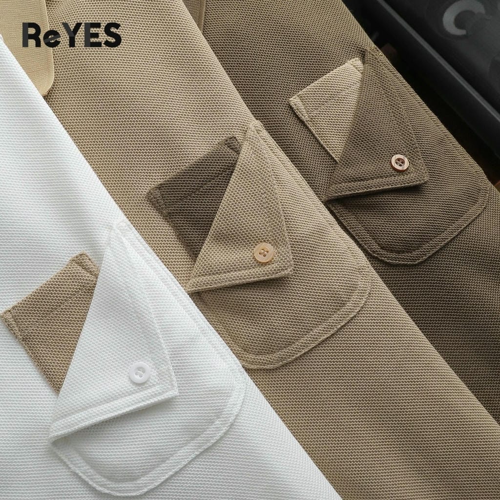 Áo thun nam có cổ polo ReYES RSP052 vải cá sấu dày dặn đứng form, kiểu dáng basic phối túi, mặc đi làm đi chơi - Ảnh 4