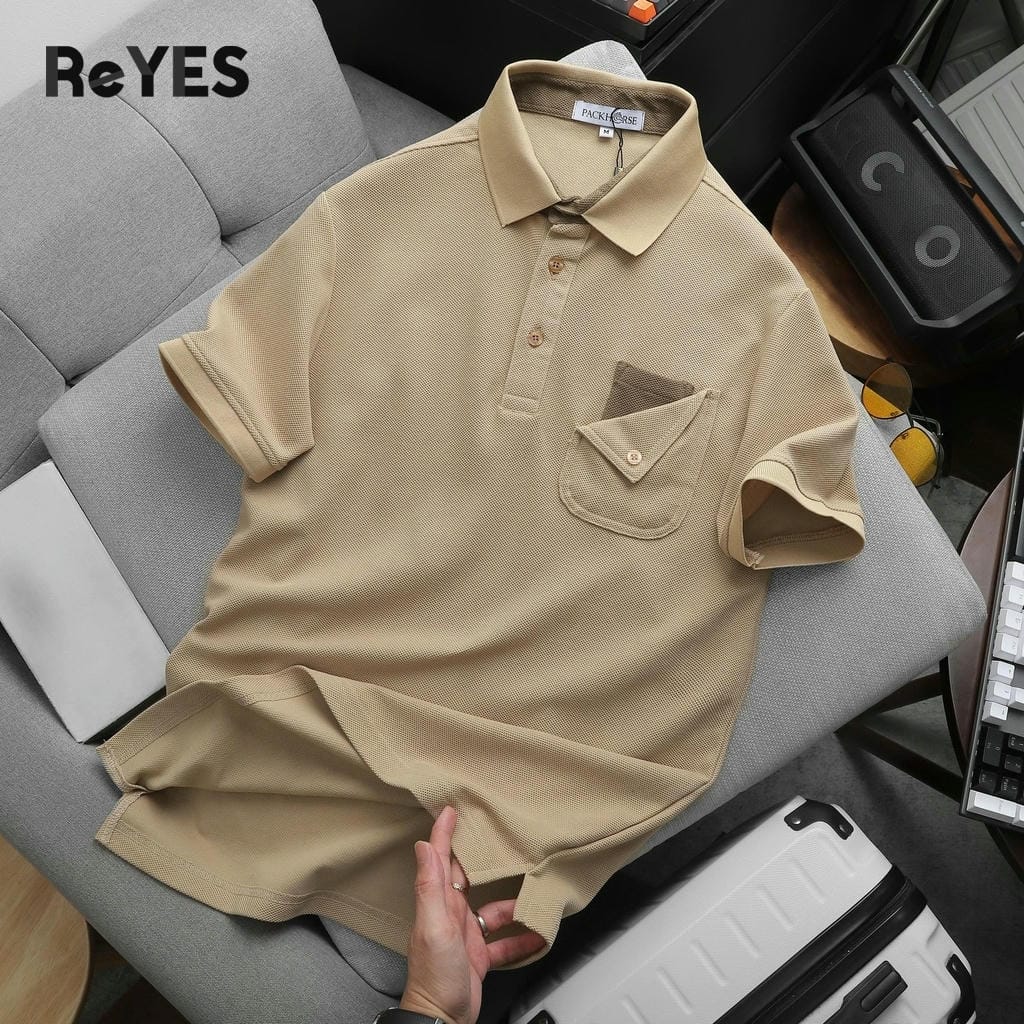 Áo thun nam có cổ polo ReYES RSP052 vải cá sấu dày dặn đứng form, kiểu dáng basic phối túi, mặc đi làm đi chơi - Ảnh 5