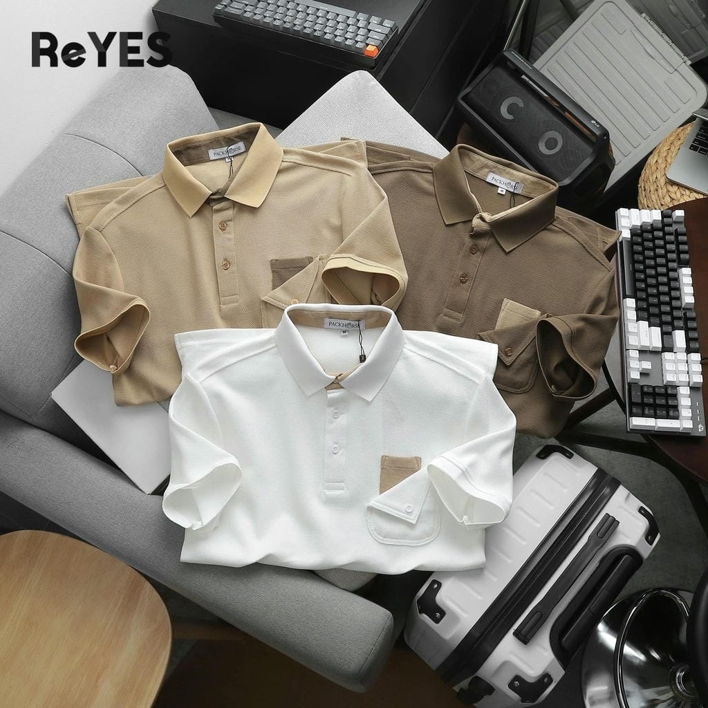 Áo thun nam có cổ polo ReYES RSP052 vải cá sấu dày dặn đứng form, kiểu dáng basic phối túi, mặc đi làm đi chơi - Ảnh 7