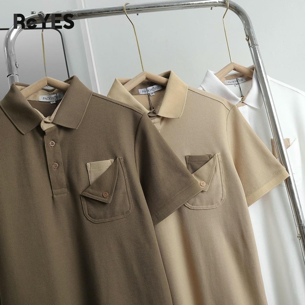 Áo thun nam có cổ polo ReYES RSP052 vải cá sấu dày dặn đứng form, kiểu dáng basic phối túi, mặc đi làm đi chơi - Ảnh 8