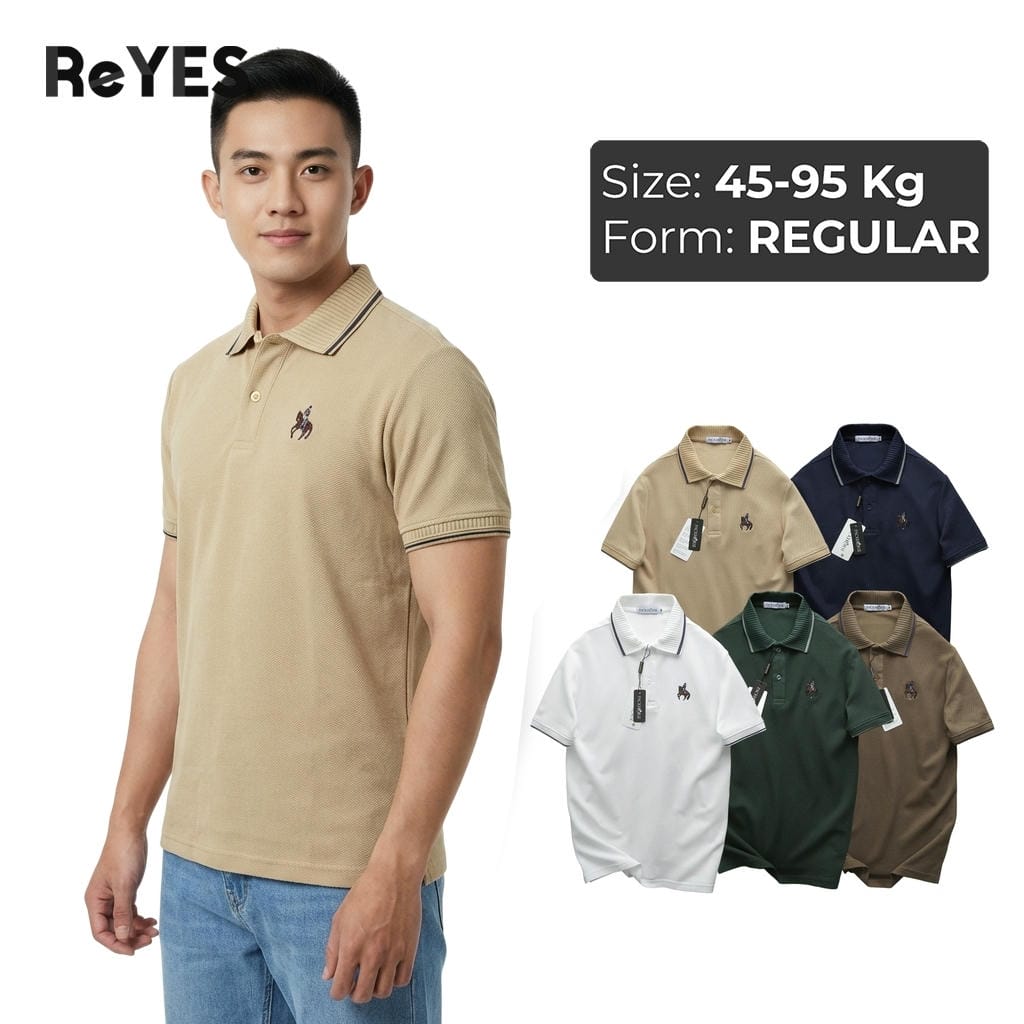 Áo thun nam có cổ polo tay ngắn thêu logo form regular fit trẻ trung công sở ReYES RSP013