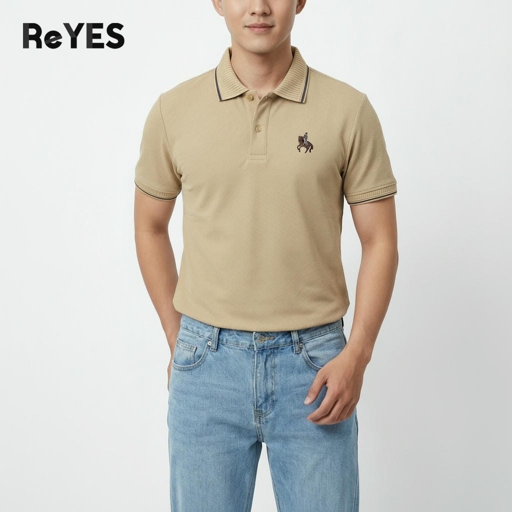 Alternative view of Áo thun nam có cổ polo tay ngắn thêu logo form regular fit trẻ trung công sở ReYES RSP013