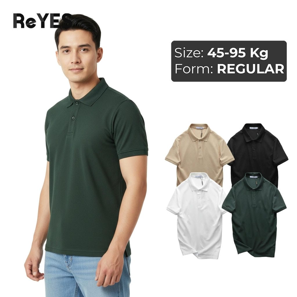 Áo thun nam có cổ polo tay ngắn trơn ReYES RSP038, áo polo nam basic vải cá mềm mịn thoáng mát đi làm đi chơi, big size