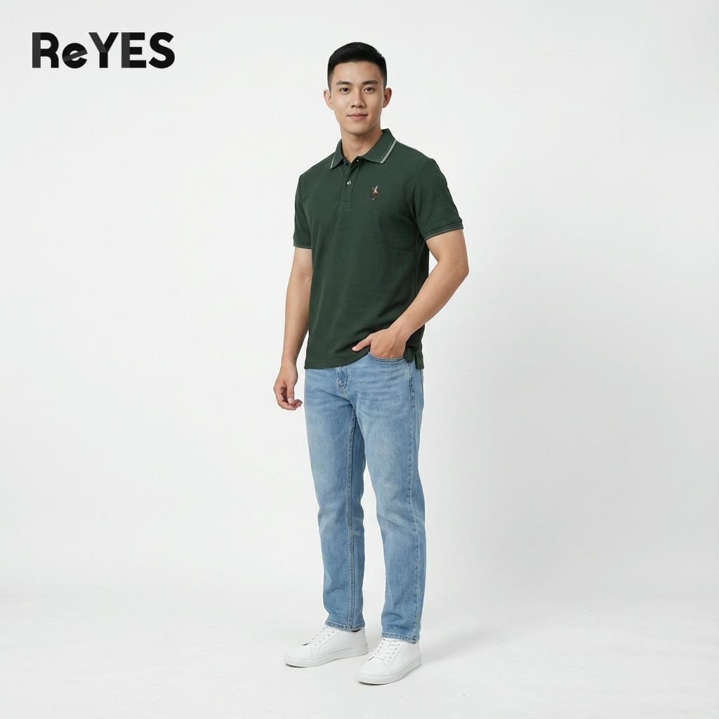 Alternative view of Áo thun nam có cổ polo vải cá sấu co giãn nhẹ, thiết kế sang trọng, thanh lịch cho nam ReYES RSP013