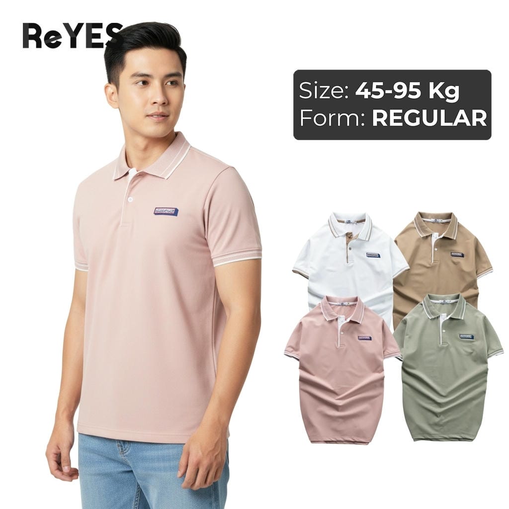 Áo thun nam có cổ ReYES RSP079 chất vải cá sấu mát mịn, co giãn thấm hút mồ hôi tốt, áo polo nam công sở basic