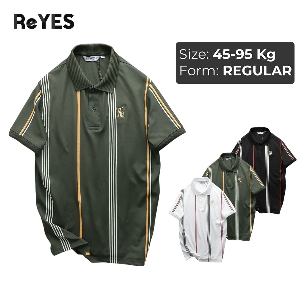 Áo thun nam có cổ tay ngắn ReYES RSP015, kẻ sọc dọc đẹp, áo polo nam công sở lịch sự, trẻ trung ReYES RSP015