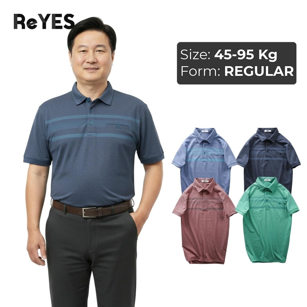 Áo thun nam có cổ trung niên ReYES RCP009 vải cotton muối, form che bụng lịch lãm cho người lớn tuổi, có big size