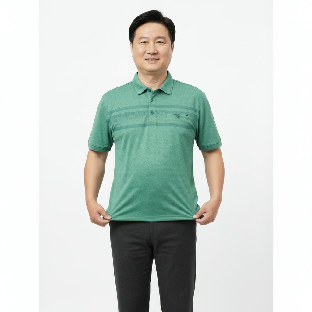 Áo thun nam có cổ trung niên ReYES RCP009 vải cotton muối, form che bụng lịch lãm cho người lớn tuổi, có big size - Ảnh 7