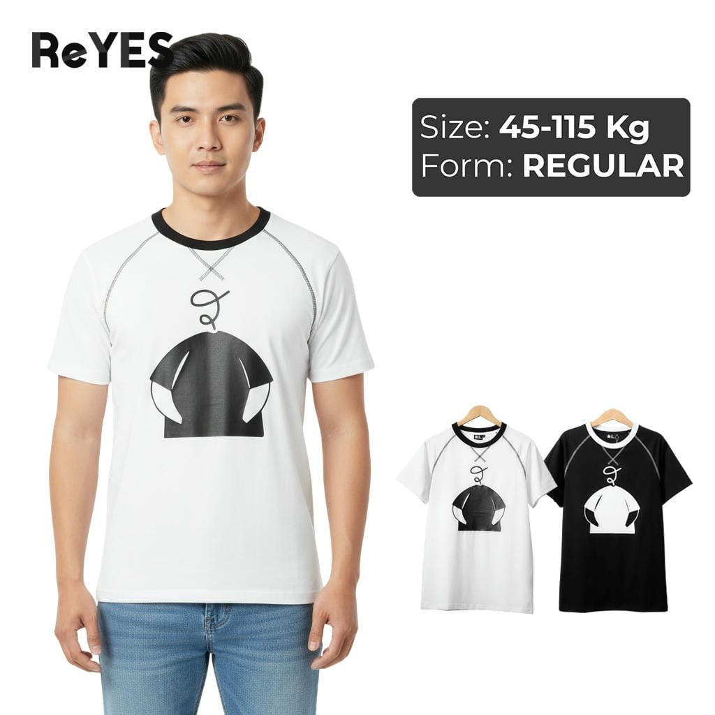 Áo thun nam cổ tròn big size ReYES RTX005 cotton lụa co giãn 4 chiều cho người mập đen trắng dáng regular, trắng, đen