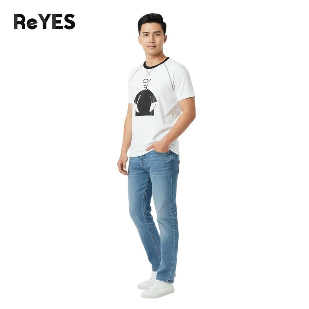 Alternative view of Áo thun nam cổ tròn big size ReYES RTX005 cotton lụa co giãn 4 chiều cho người mập đen trắng dáng regular, trắng, đen