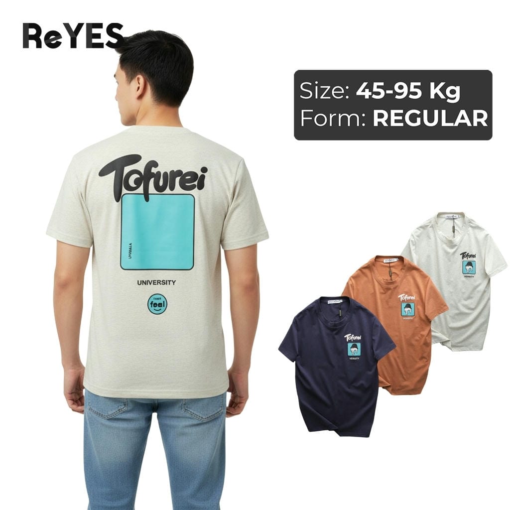 Áo thun nam cổ tròn cotton 100% form regular ReYES RTX018 in hình lưng đi học đi chơi thoáng mát, có size lớn, big size