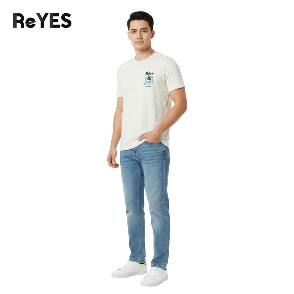 Alternative view of Áo thun nam cổ tròn cotton 100% form regular ReYES RTX018 in hình lưng đi học đi chơi thoáng mát, có size lớn, big size