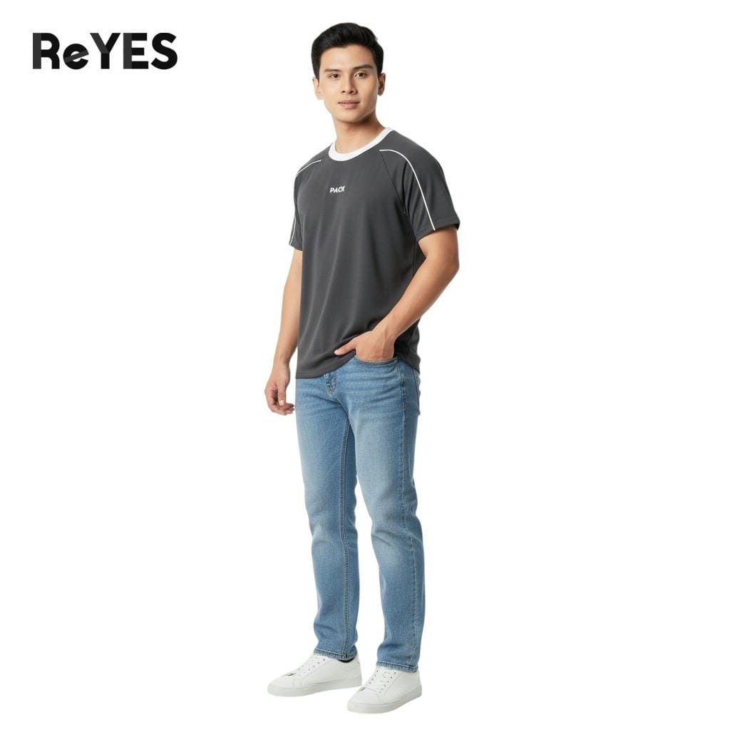 Alternative view of Áo thun nam cổ tròn cotton 100% form regular viền vai basic co giãn thoáng mát dễ phối đồ ReYES RTX013