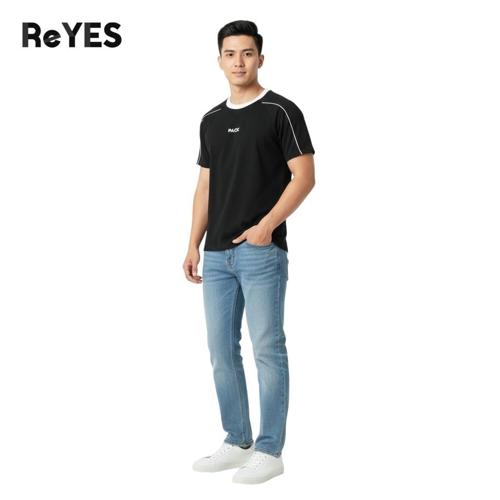 Alternative view of Áo thun nam cổ tròn cotton 100% form regular viền vai phối màu trẻ trung dễ phối đồ ReYES RTX013