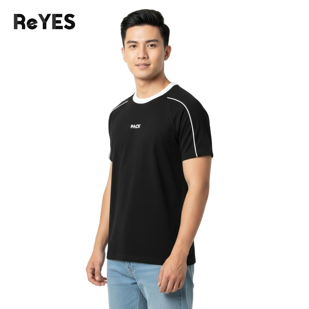 Áo thun nam cổ tròn cotton 100% form regular viền vai phối màu trẻ trung dễ phối đồ ReYES RTX013 - Ảnh 3