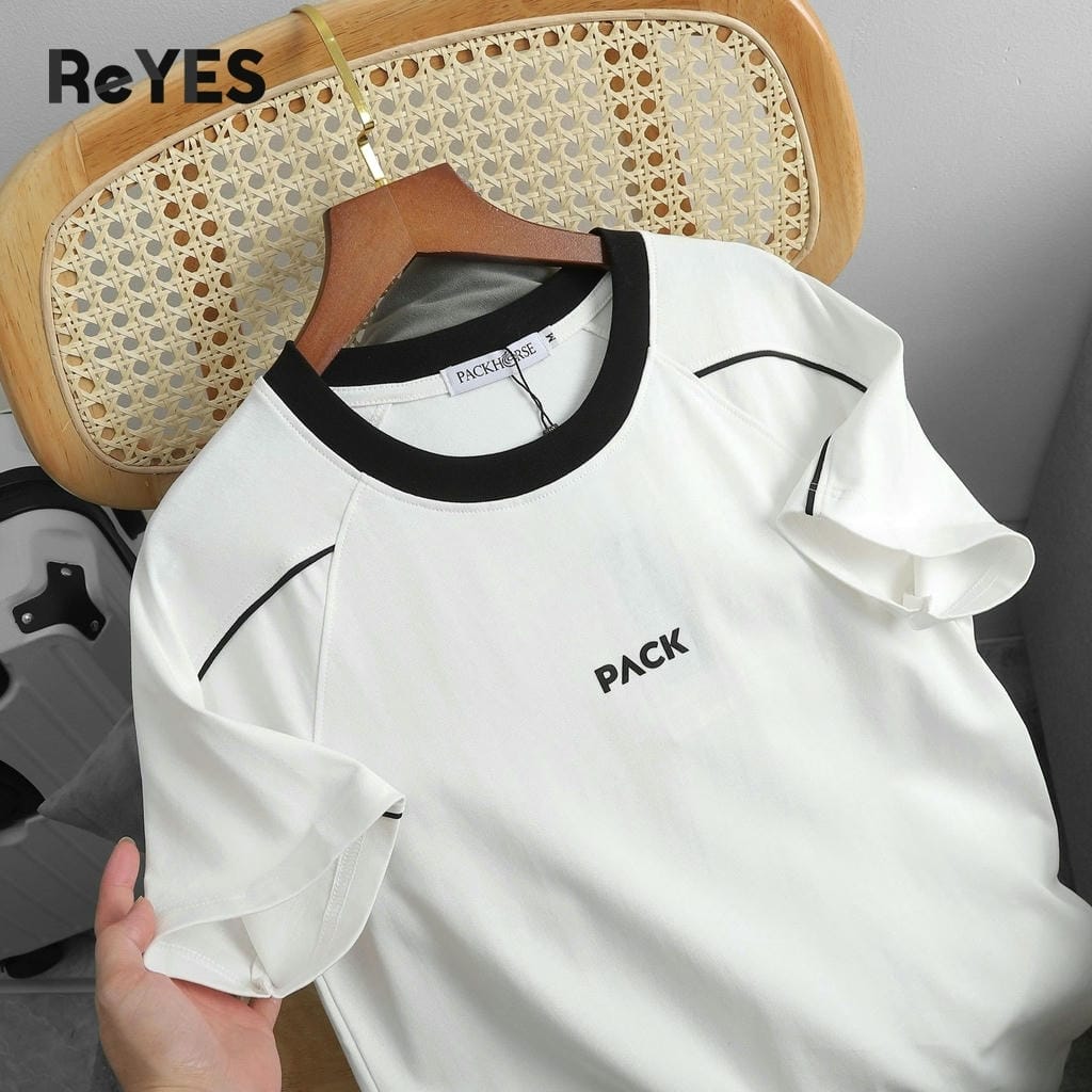 Áo thun nam cổ tròn cotton 100% form regular viền vai phối màu trẻ trung dễ phối đồ ReYES RTX013 - Ảnh 5