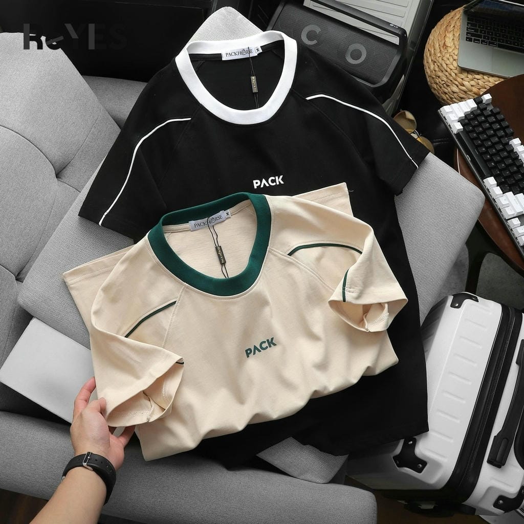 Áo thun nam cổ tròn cotton 100% form regular viền vai phối màu trẻ trung dễ phối đồ ReYES RTX013 - Ảnh 6