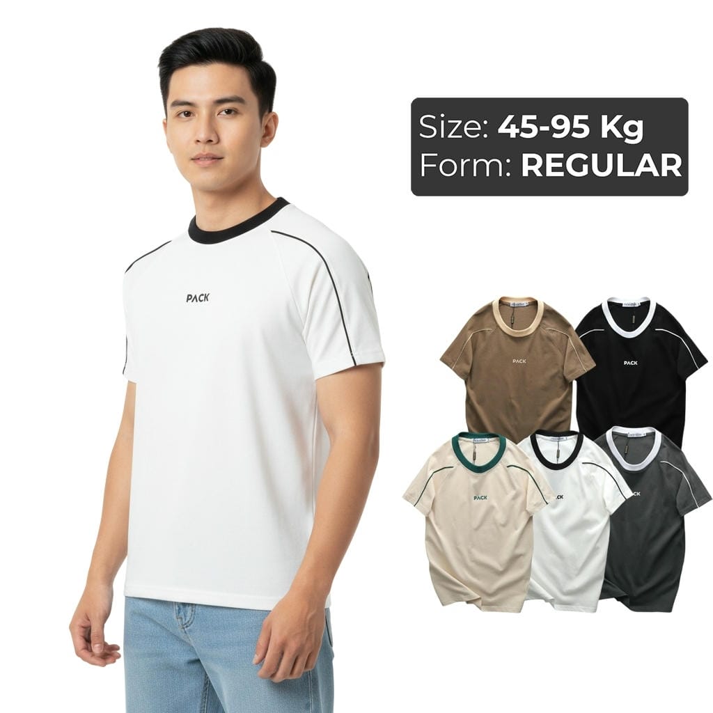 Áo thun nam cổ tròn cotton 100% form regular viền vai phối màu trẻ trung ReYES RTX013