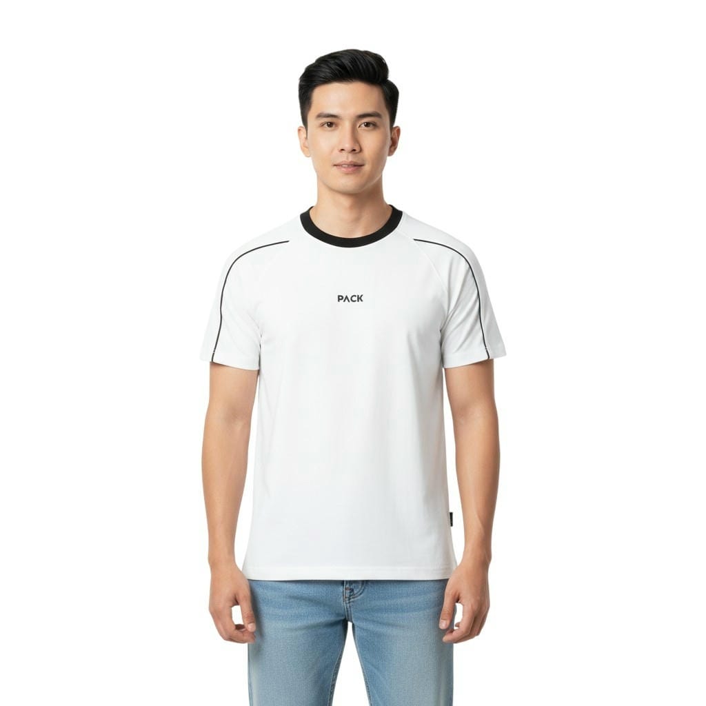 Áo thun nam cổ tròn cotton 100% form regular viền vai phối màu trẻ trung ReYES RTX013 - Ảnh 3