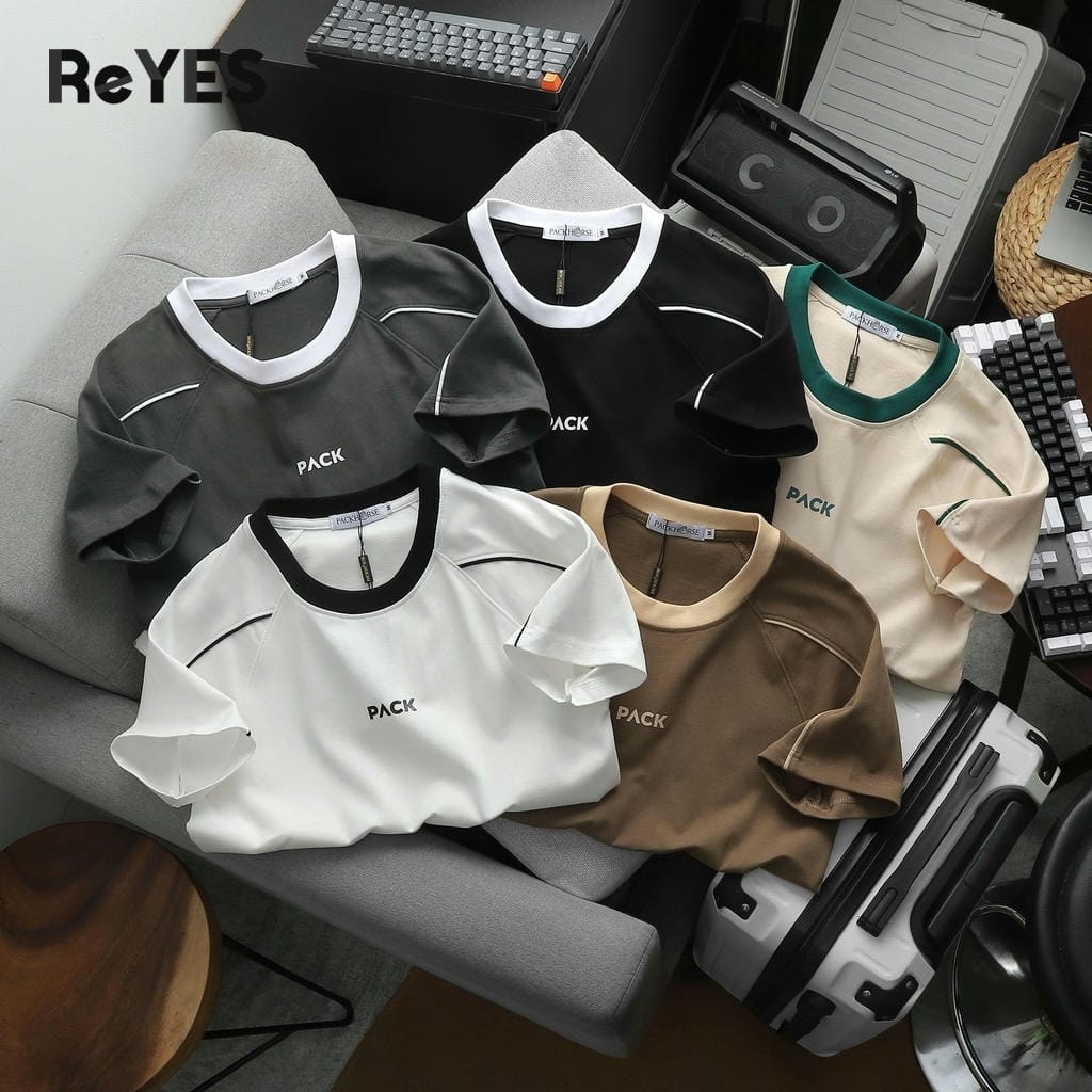 Áo thun nam cổ tròn cotton 100% form regular viền vai phối màu trẻ trung ReYES RTX013 - Ảnh 4