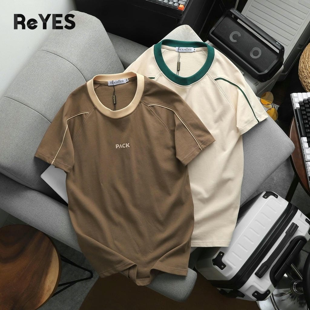 Áo thun nam cổ tròn cotton 100% form regular viền vai phối màu trẻ trung ReYES RTX013 - Ảnh 5