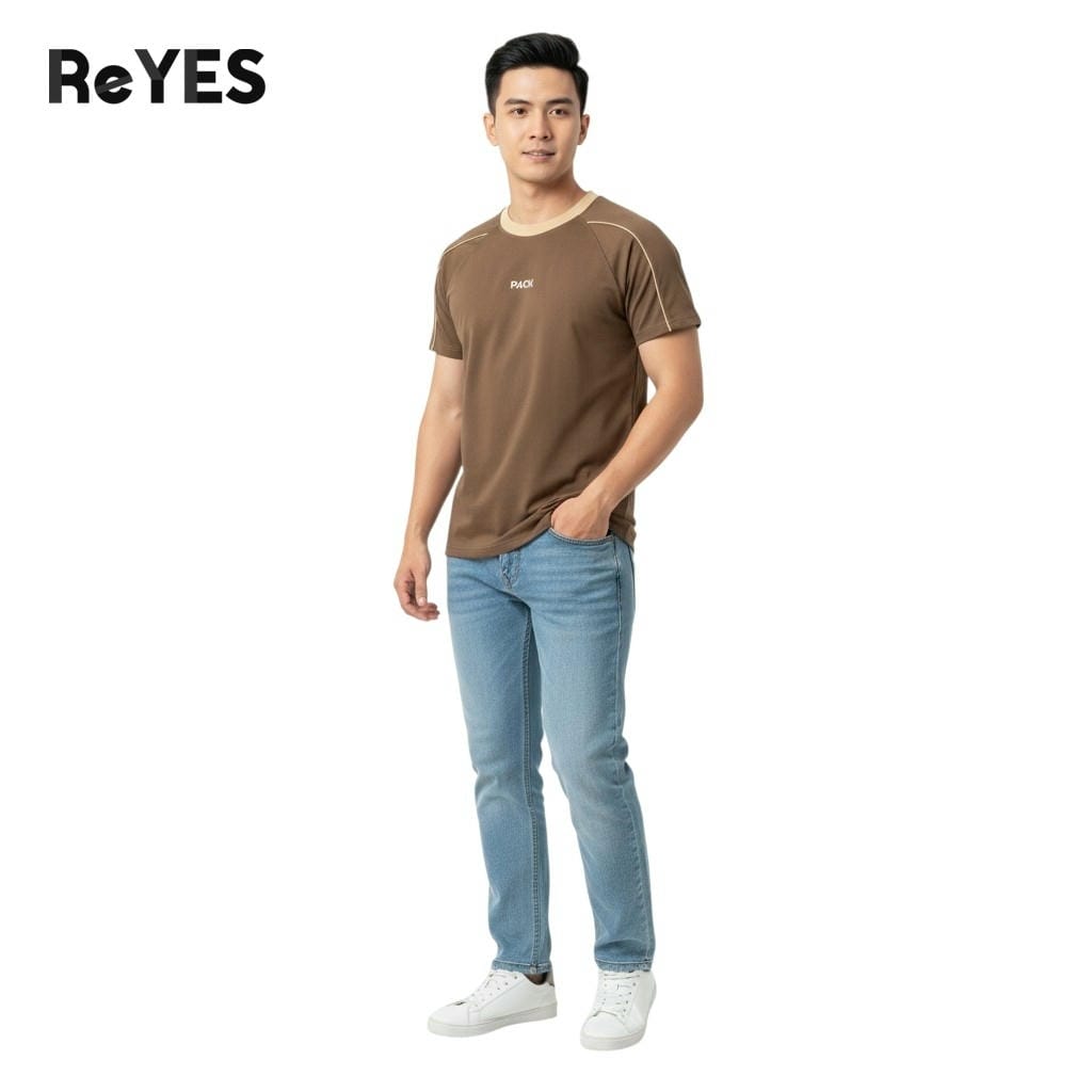 Alternative view of Áo thun nam cổ tròn cotton khô 100% phối viền vai thể thao, form regular thấm hút mồ hôi tốt ReYES RTX013