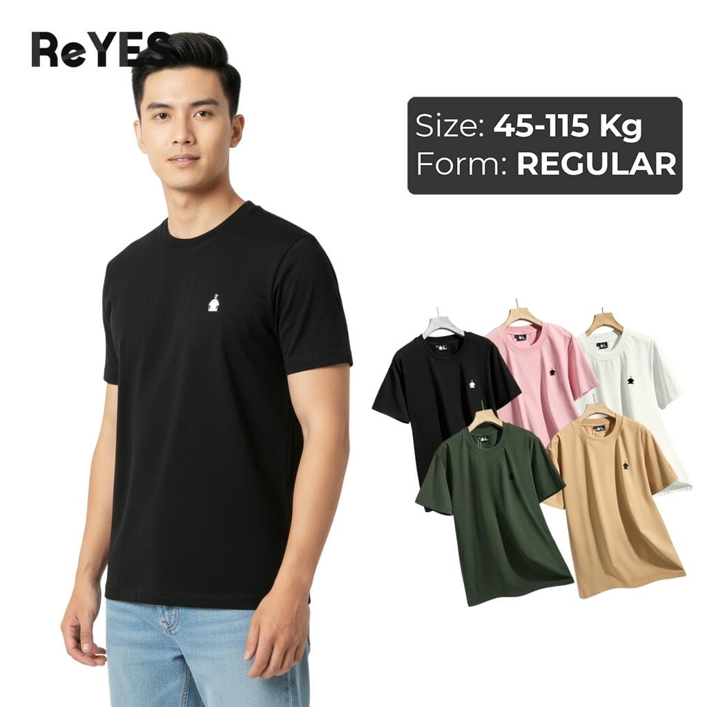 Áo thun nam cổ tròn cotton lụa co giãn 4 chiều form regular trơn basic big size M-4XL ReYES RTX002