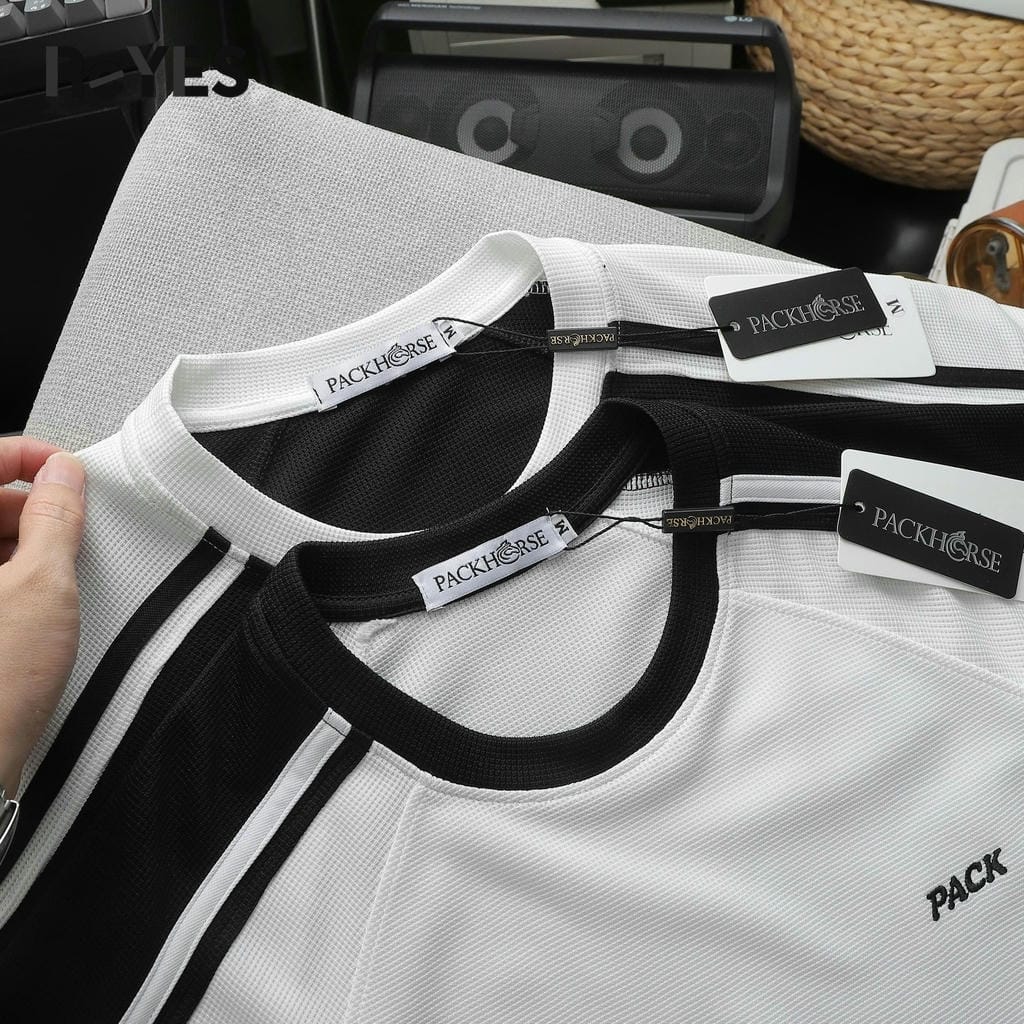 Áo thun nam cổ tròn cotton tổ ong ReYES RTX006 phối tay raglan form regular thoáng mát, màu trắng, đen - Ảnh 8