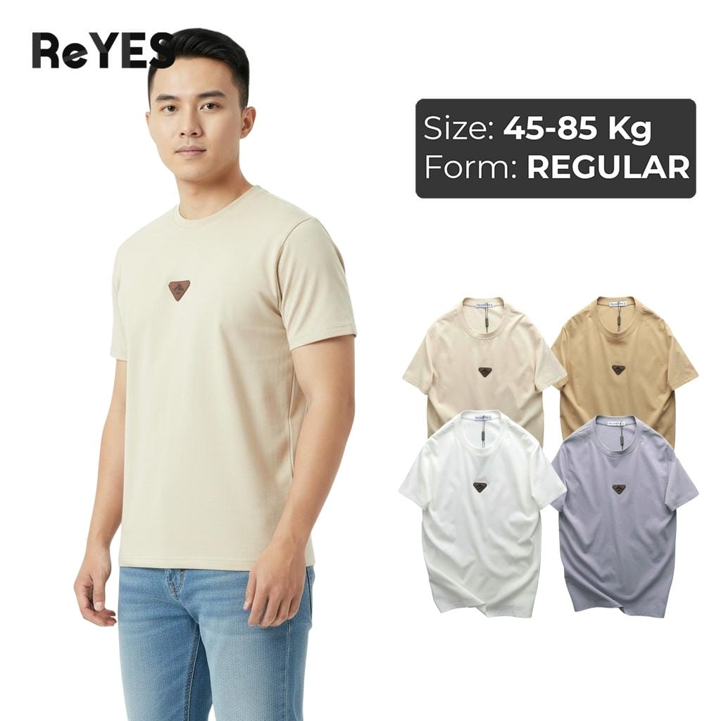 Áo thun nam cổ tròn ReYES RTX001 vải cotton cát co giãn 4 chiều, áo phông nam basic form regular, thấm hút mồ hôi