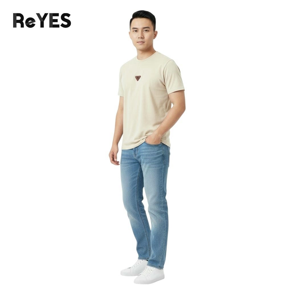 Alternative view of Áo thun nam cổ tròn ReYES RTX001 vải cotton cát co giãn 4 chiều, áo phông nam basic form regular, thấm hút mồ hôi