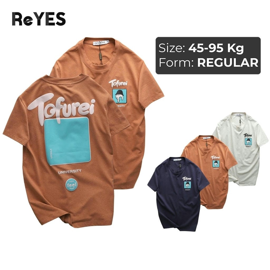 Áo thun nam cổ tròn ReYES RTX018 cotton 100% in hình lưng form regular đẹp thoáng mát đi chơi dạo phố, có big size