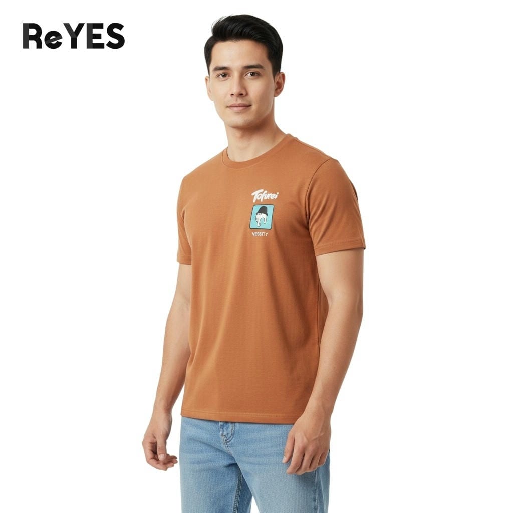 Áo thun nam cổ tròn ReYES RTX018 cotton 100% in hình lưng form regular đẹp thoáng mát đi chơi dạo phố, có big size - Ảnh 3