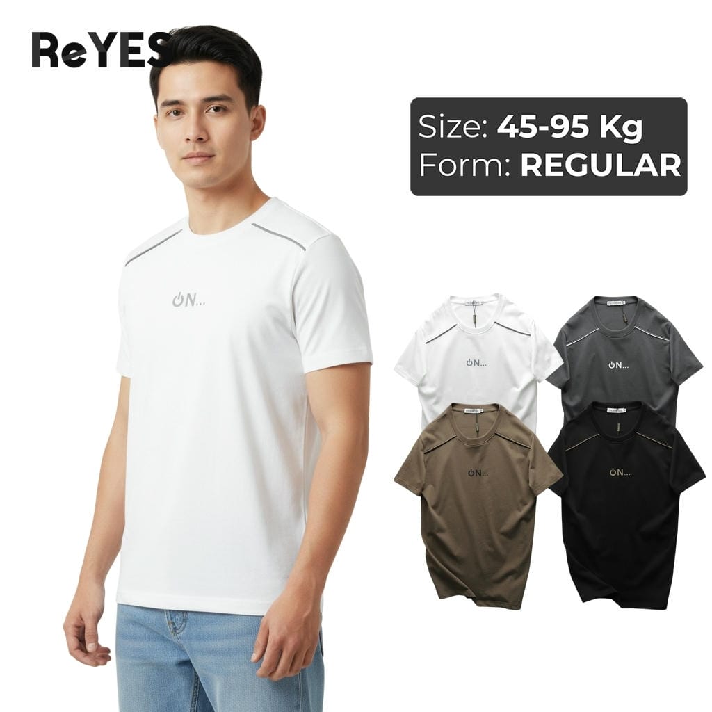 Áo thun nam cổ tròn ReYES RTX019 phối vai vải cotton 100% co giãn thấm hút mồ hôi form regular basic trẻ trung